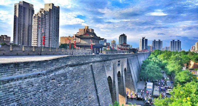 陕西西安城墙旅游